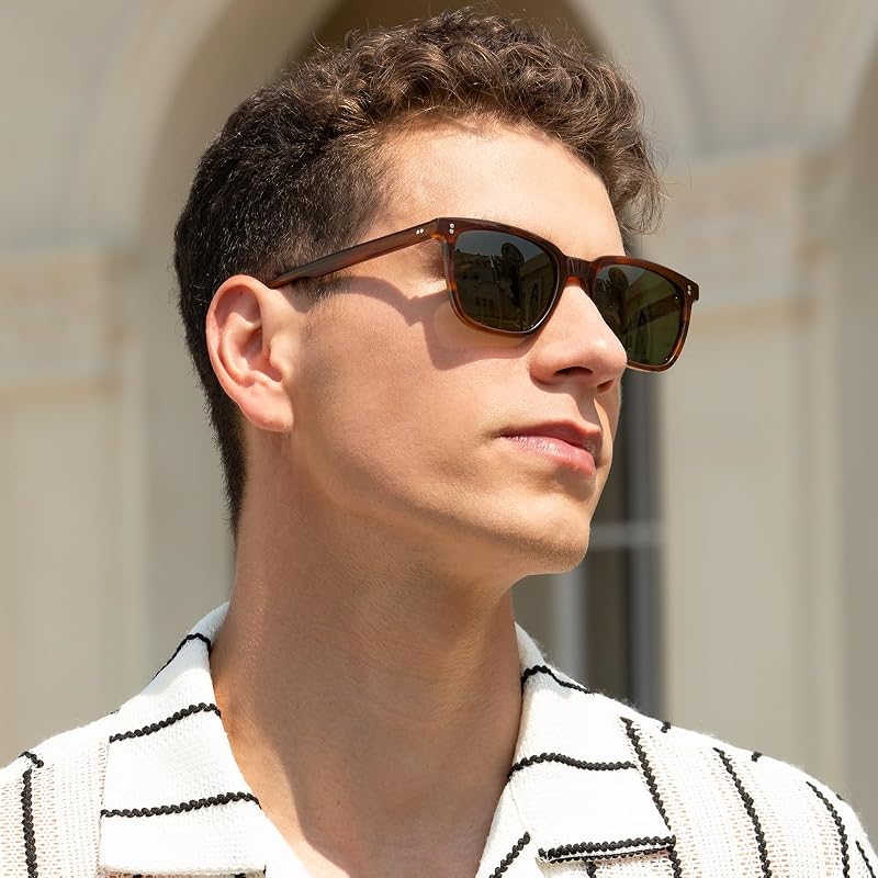 Lunettes de Soleil Homme Polarisée Lunettes Solaires Cat.3 Anti UV pour Pêcher Voyager Conduire