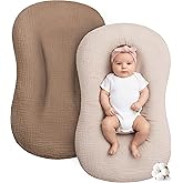 Muslin Baby Lounger Cover 2 Pack, Cotton Soft Breathable Infant Nest Slipcovers, Envelope Closure, Compatible with Snuggle Me Loungers, Machine Washable, Cover Only, for Boys Girls(Brown & Beige)