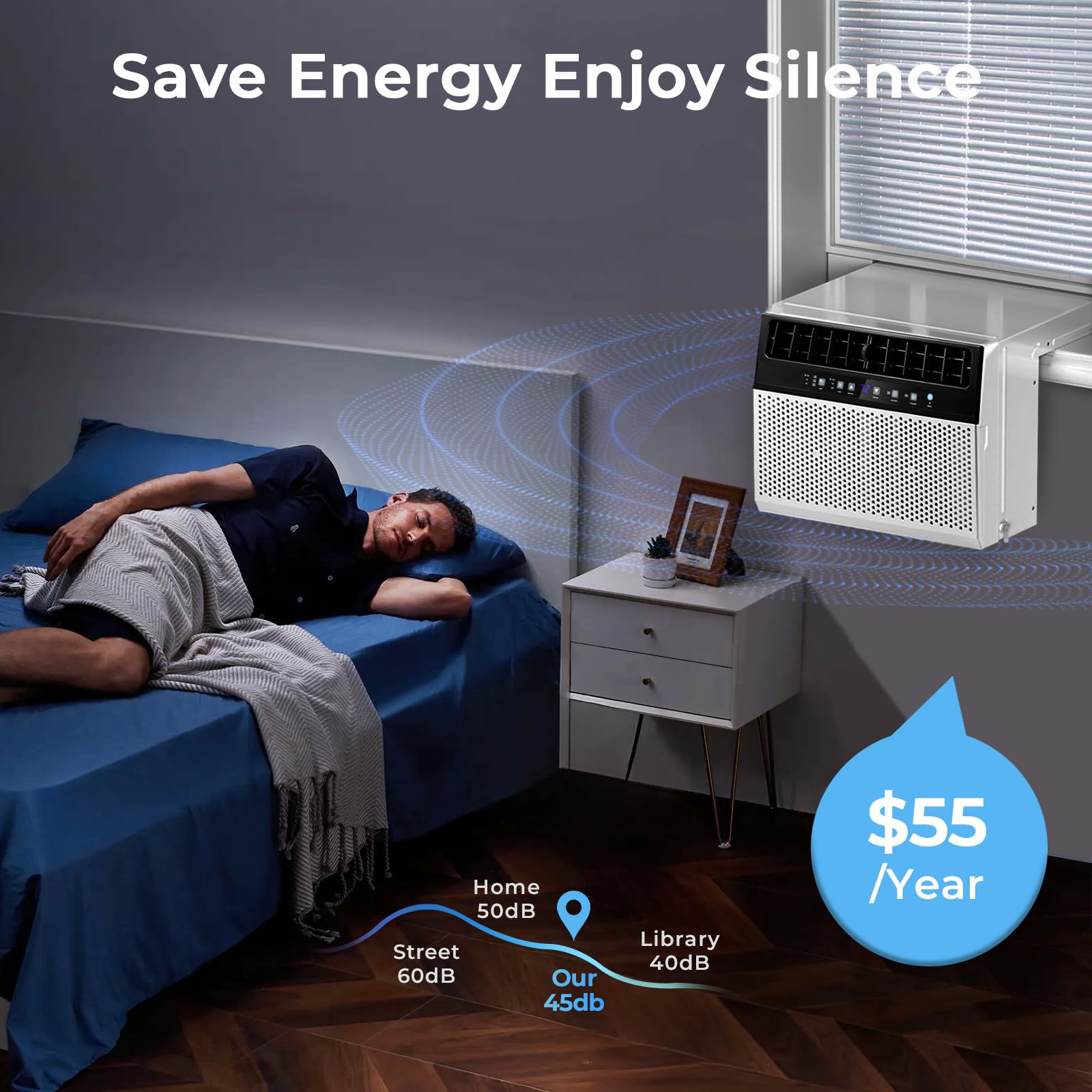 U-Shaped Air Conditioner Window Unit, 10000BTU Window AC Unit Cools up to 450 Sq. Ft, 6 Modes, Saddle Window AC Units with Full Window View, Energy Saving, Installation Kit Included, CEER11