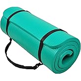 BalanceFrom All Purpose 1-Inch Extra Thick High Density Anti-Tear Exercise Yoga Mat with Carrying Strap, Multiple Colors