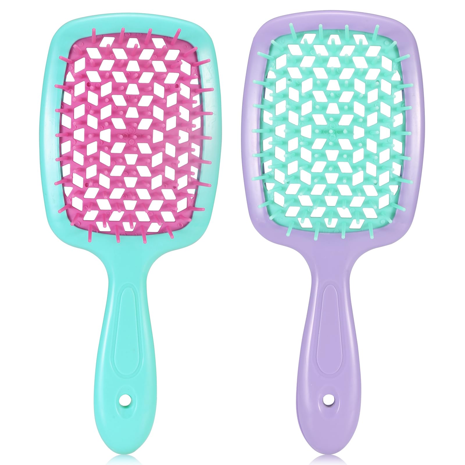 LORSEX Hair Brush 2 Pack, Detangle Hiar Brush for Women Men, and Kids, Great on Wet/Dry Hair Smoothing Massaging Detangling (Rose red + light green)