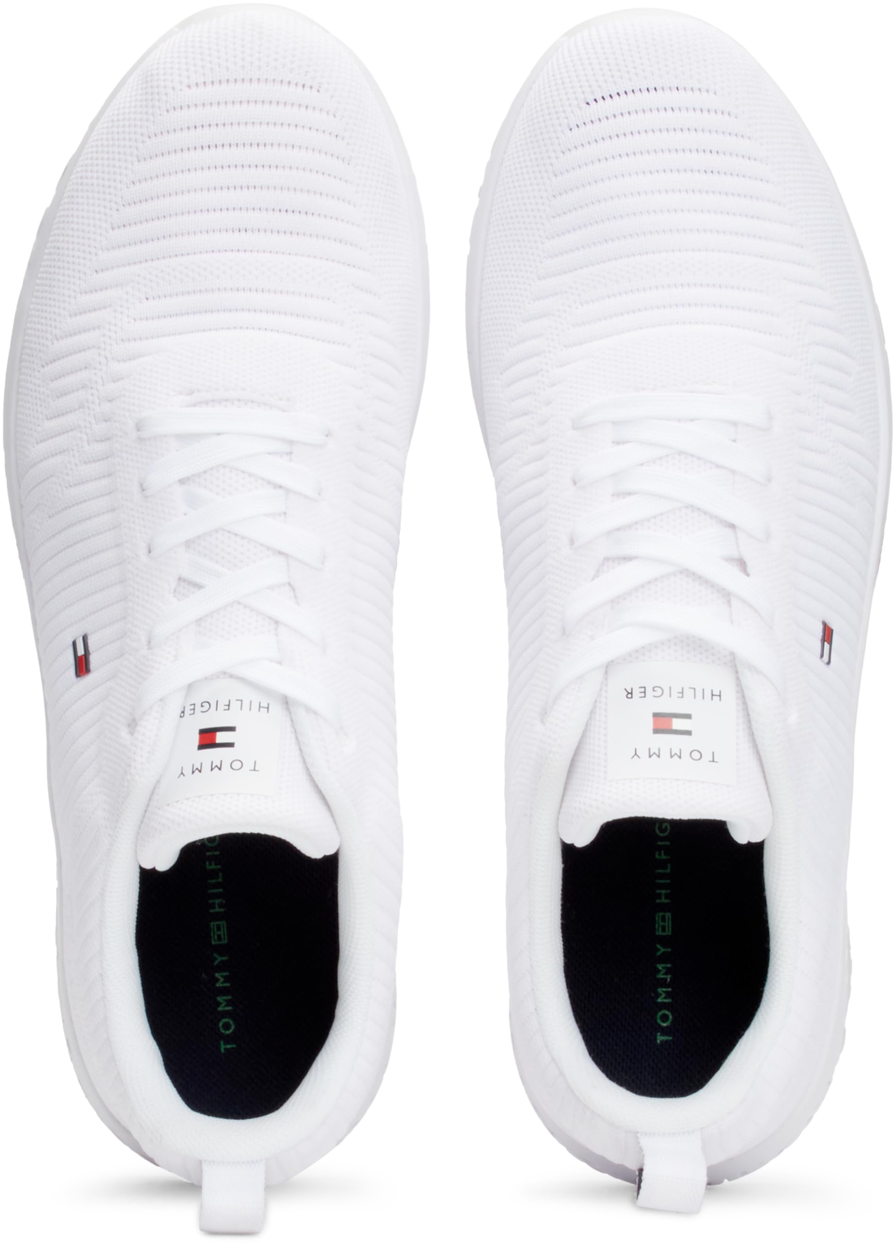 Tommy Hilfiger Herren Runner Sneaker Corporate Knit Rib Runner Sportschuhe, Weiß (White), 42 4