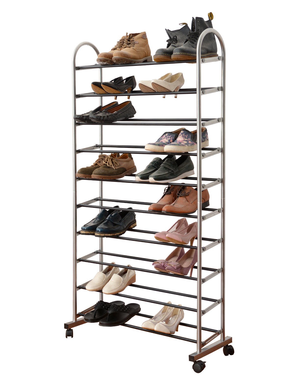 metal rolling shoe rack on Wilshine Tall Shoe Rack For Closet 10 Tier Shoe Rack Rolling Metal Sturdy Silver Buy Online In Grenada At Grenada Desertcart Com Productid 54054036