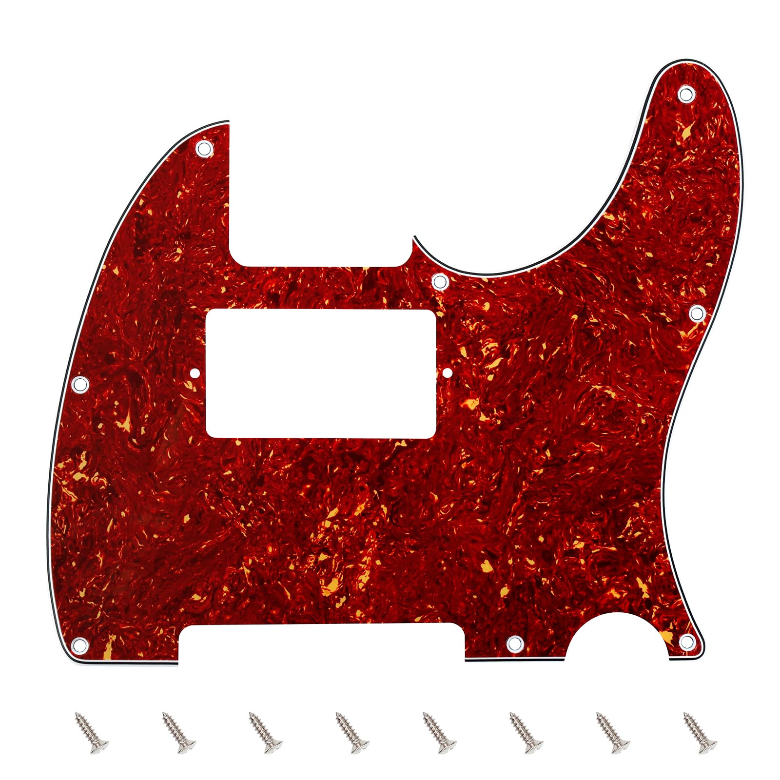 Banworks 4 Ply Tele HS/HH Pickguard 8-Hole Electric Guitar Pickguard Scratch Plate for USA/Mexican Modern Style Standard Tele Telecaster JT/HB-04 Brown Tortoiseshell