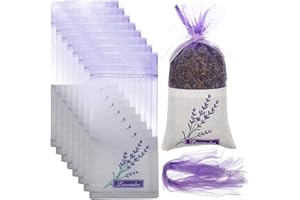 NOLITOY 30 Pack Empty Lavender Sachet Bags, Floral Mesh Drawstring Pouches for DIY Dried Flowers, Potpourri Refill and Closet
