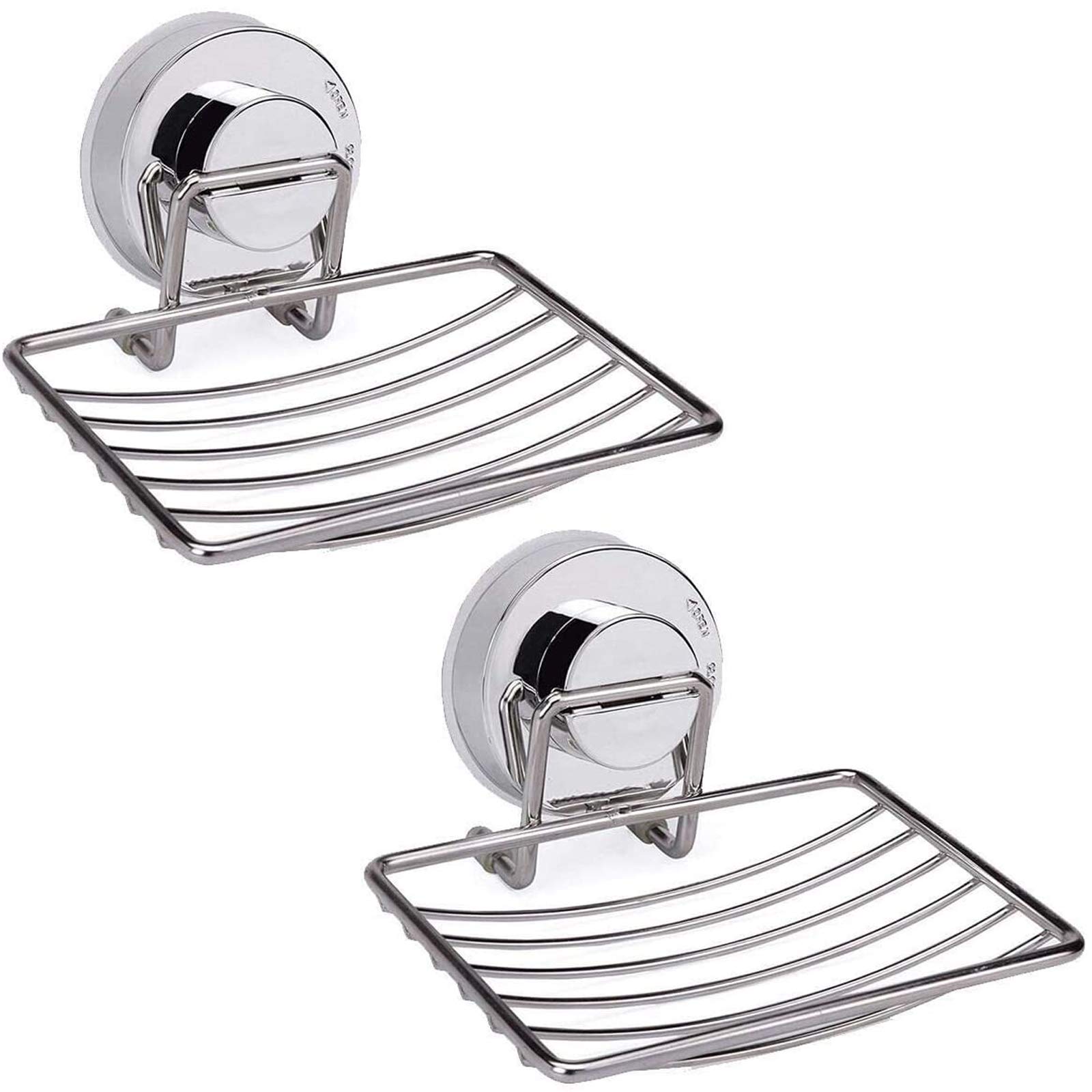 Ulable Stainless Steel Soap Holder, Bathroom Vacuum Suction Cup Wall Mounted Soap Dish, Waterproof and Rustproof for Shower, Bathroom, Tub or kitchen Sink 2 Pack (Silver)