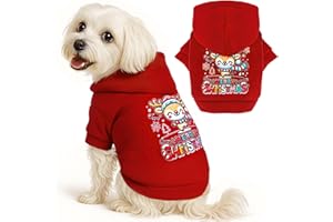 ABRRLO Small Dog Hoodie Clothes Red Christmas Dog Outfit Warm Fleece Dogs Sweater for Small Dogs Cat Boy Girl Cute Puppy Sweatshirt with Leash Hole Xmas Doggy Costume Chihuahua Yorkie(Xmas Deer,M)