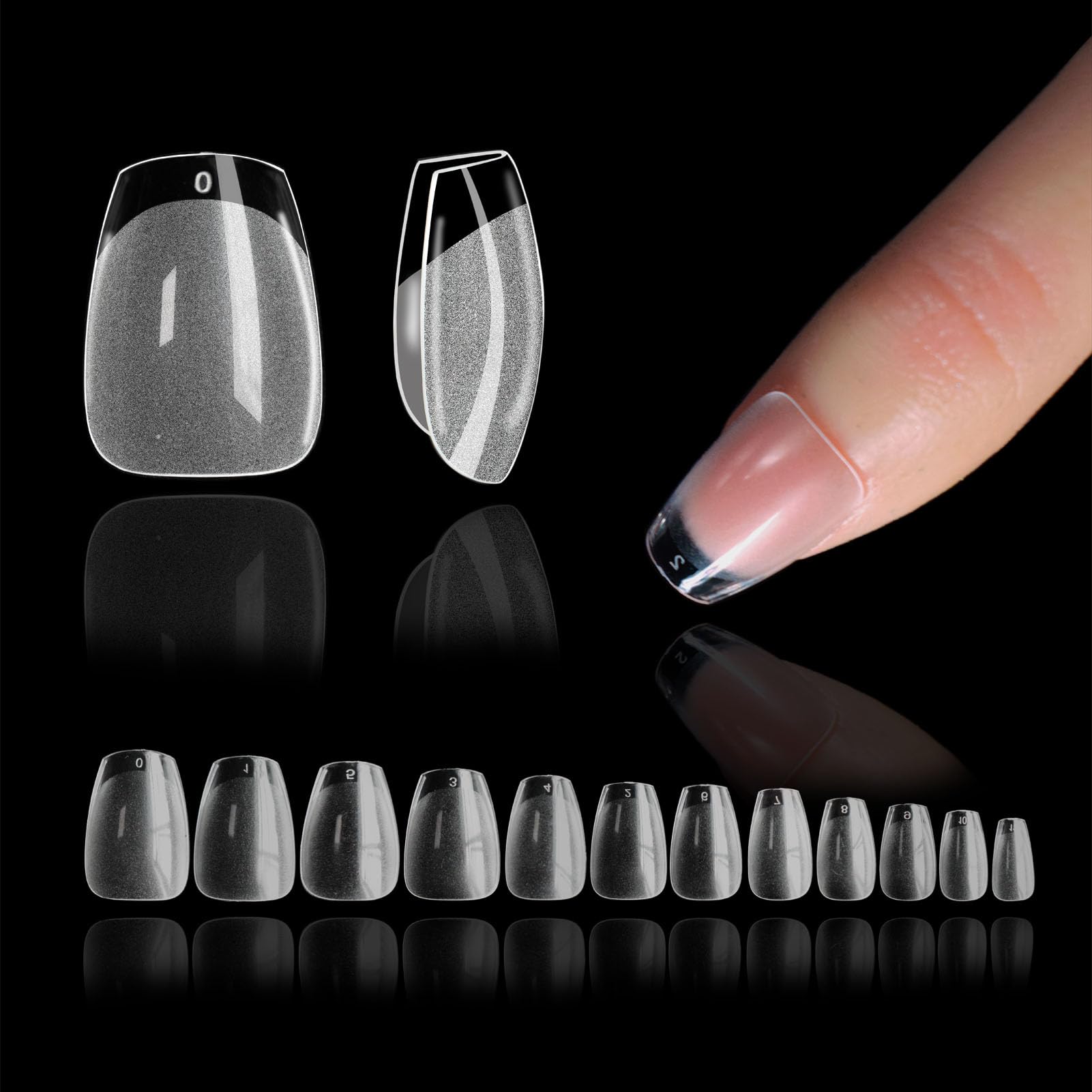 552pcs Extra Short Coffin Nail Tips - Half Matte Full Cover Soft Gel Nail Tips, Short Ballet Clear Nail Tip, Coffin Pre-filed False Nails, Press On Nails Tips for Acrylic Extensions, 12 Sizes