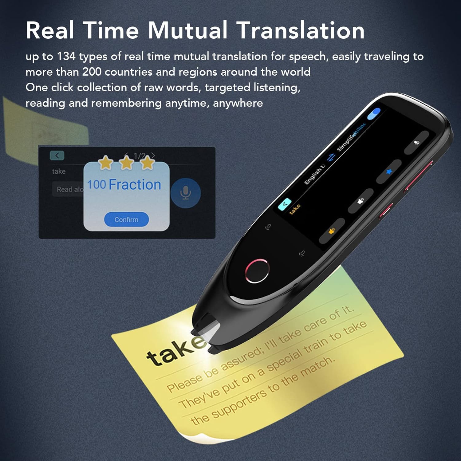 Smart Translation Pen - 3.5 Inch HD, 134 Languages Translator for Voice Text and Photo, Real Time Translation for Travel Business Learn, Support Offline Data, 8MP