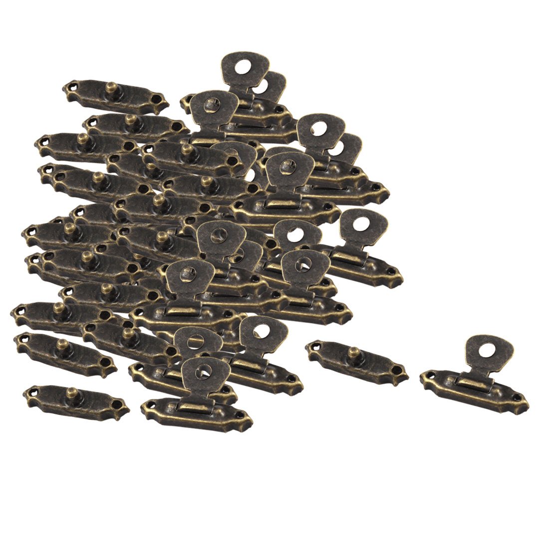 Sourcingmap Wood Jewelry Vintage Box Latch Case Hasp Pad Lock Hook Hinge 24 Sets Bronze Tone