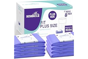 SOHBCLE Diaper Pail Refill Bags Compatible with Dekor Plus Diaper Pail Refills 8 Pack Extra 12% Length,Holds up to 5336 Diapers,Extra 30% Thickness Powerful Odor Eliminate Lavender Scent for Baby/Adult