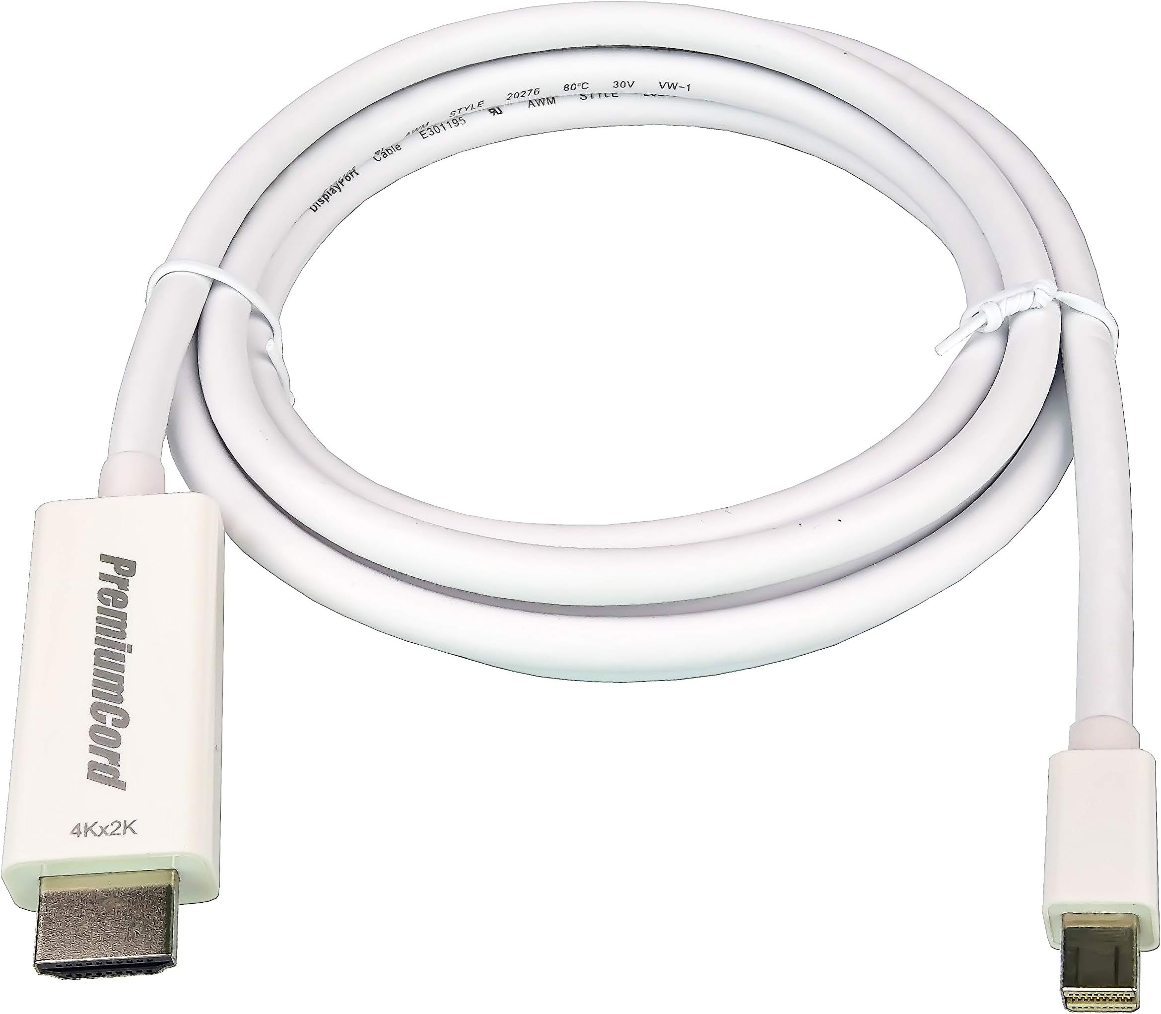 Premium Cord Adapter Mini Displayport 1.2 to HDMI 2.0 Cable 4kx2k @ 60Hz 1m