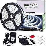 Dimmable LED Strip Lights Kit Daylight White 16.4ft/5m Waterproof LED Tape Ribbon Light Flexible 300 Units SMD 2835 Rope Ligh