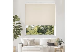 ChrisDowa Cordless Free-Stop 100% Blackout Blinds for Windows, Roller Windows Shades with Thermal Insulated, UV Protection Fabric for Living Room, Office and Home. Easy to Install.Beige,29" W X 72" H