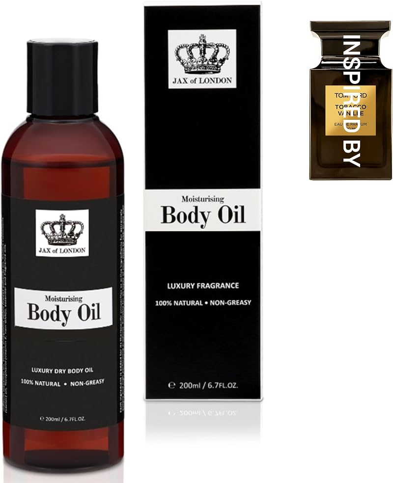 Jax of London Vanilla Tobacco Body Oil 200ml Unisex Natural Organic