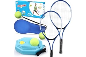 HYKCZOUS Kids Tennis Rackets Training Set - 7-in-1 Youth Tennis Racket Set, 2 pcs 19″ Rackets,1Tennis Trainer & 2Rebound Balls&1tennis Ball,Tennis Racquet Set for Beginners & Family Activities