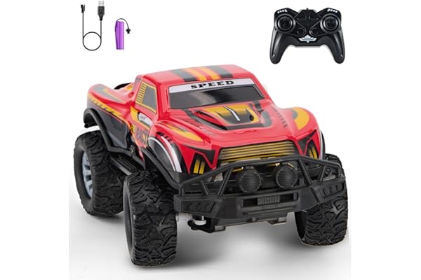 JOYBLI Remote Control Cool Off-Road Vehicle Truck, 2.4GHz RC Car with LED Lights, 1:20 Scale Off-Road Vehicle, Red RC Truck,R
