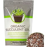 Perfect Plants Succulent &amp; Cactus Soil, 1 qt, Organic Potting Mix | Fast draining blend of peat moss, composted pine bark, perlite and lime for the dry roots cacti love, resealable bag