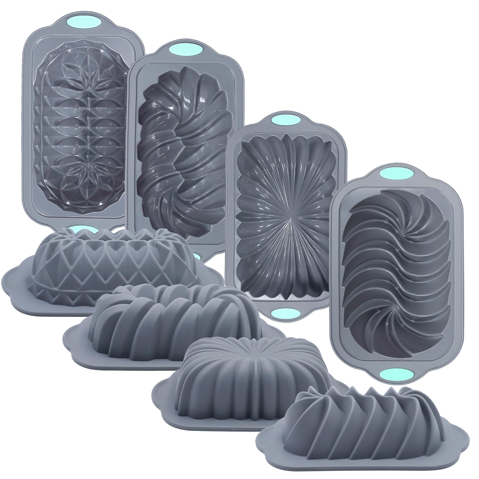 Photo 1 of 4 Piece Silicone Loaf Pan for Baking Bread, Non-Stick Kitchen Oven Bread Pan, Perfect for Banana Bread, Sandwich Bread, Pound Cake and Meatloaf, 4 Cups, Grey