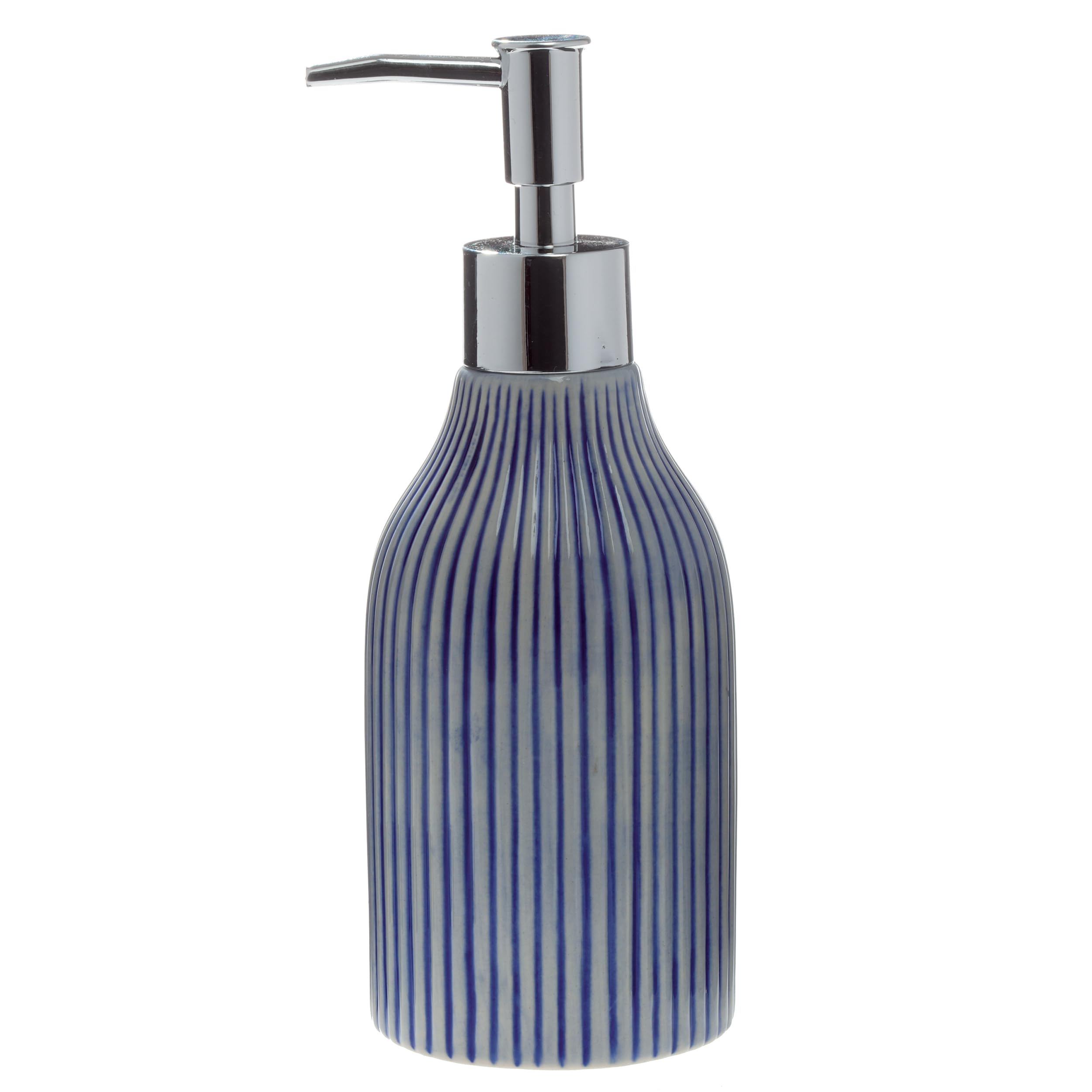 Spirella Mykonos Soap Dispenser, Liquid Soap Dispenser, Porcelain, 300 ml, Long-Lasting and Robust, White Blue