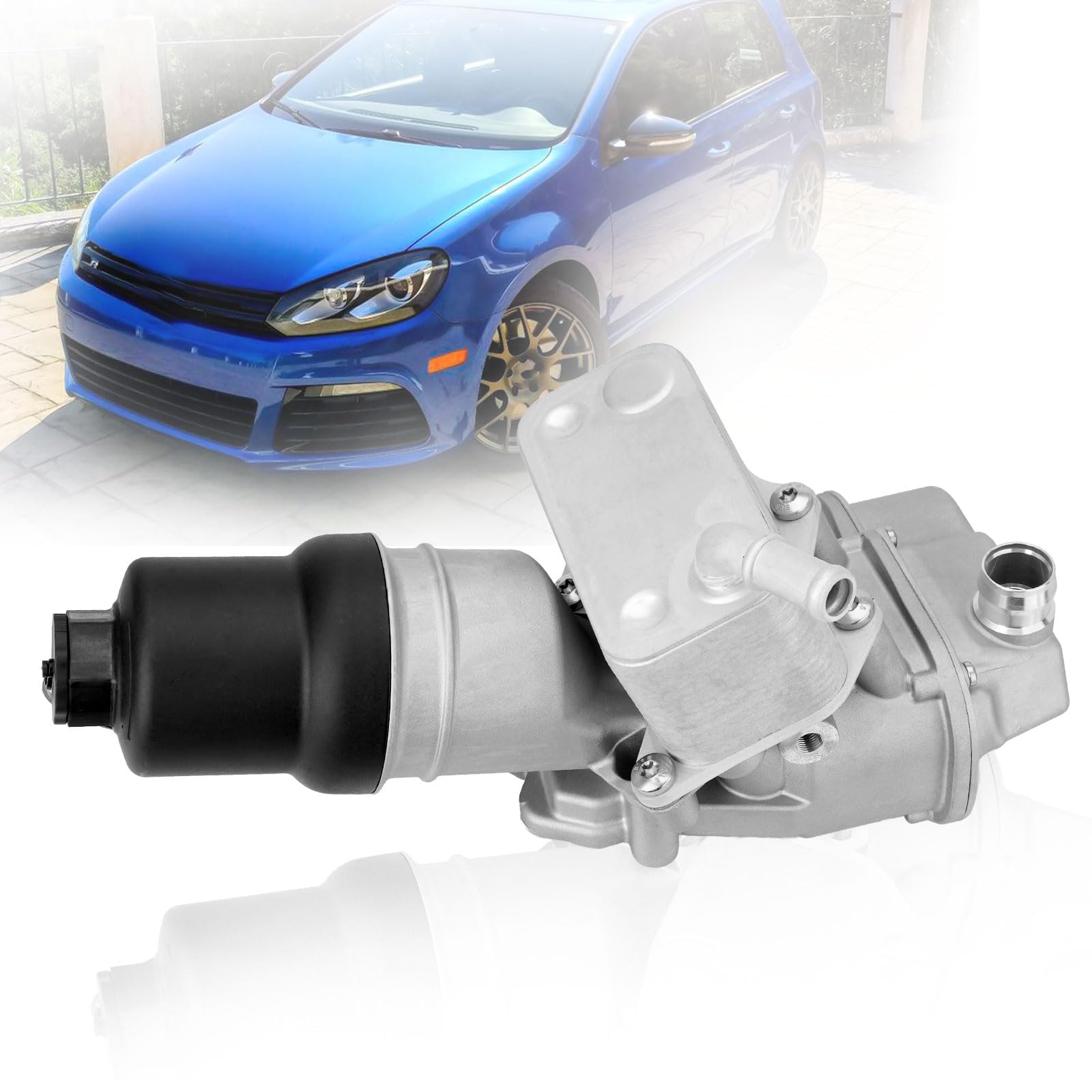 Photo 1 of 06F115397K Upgraded Aluminium Oil Filter Housing Assembly with Oil Cooler Compatible with VW Passat Jetta Golf R GTI Eos Audi A4 A3 TT TTS 2005-2015 2.0L L4, Replace # 06F115397K 06F115397J 06F115397H