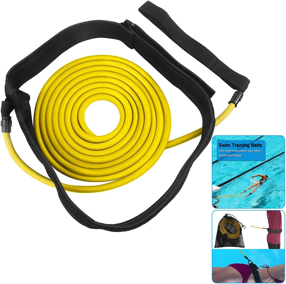 ELEWELT 4M Swim Training Belts Swim Tether Stationary Swimming Trainer