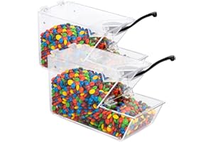 Inevibe Candy Bin Topping Dispenser - Acrylic Bulk Sprinkle Container with Scoop, Stackable & Magnetic for Multiple Holders -