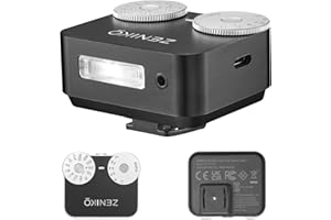 ZENIKO ZA12 Camera Flash Light, Dual-Dial and Lightweight Portability Single-Contact Hot-Shoe Lithium Battery Type-C Charging