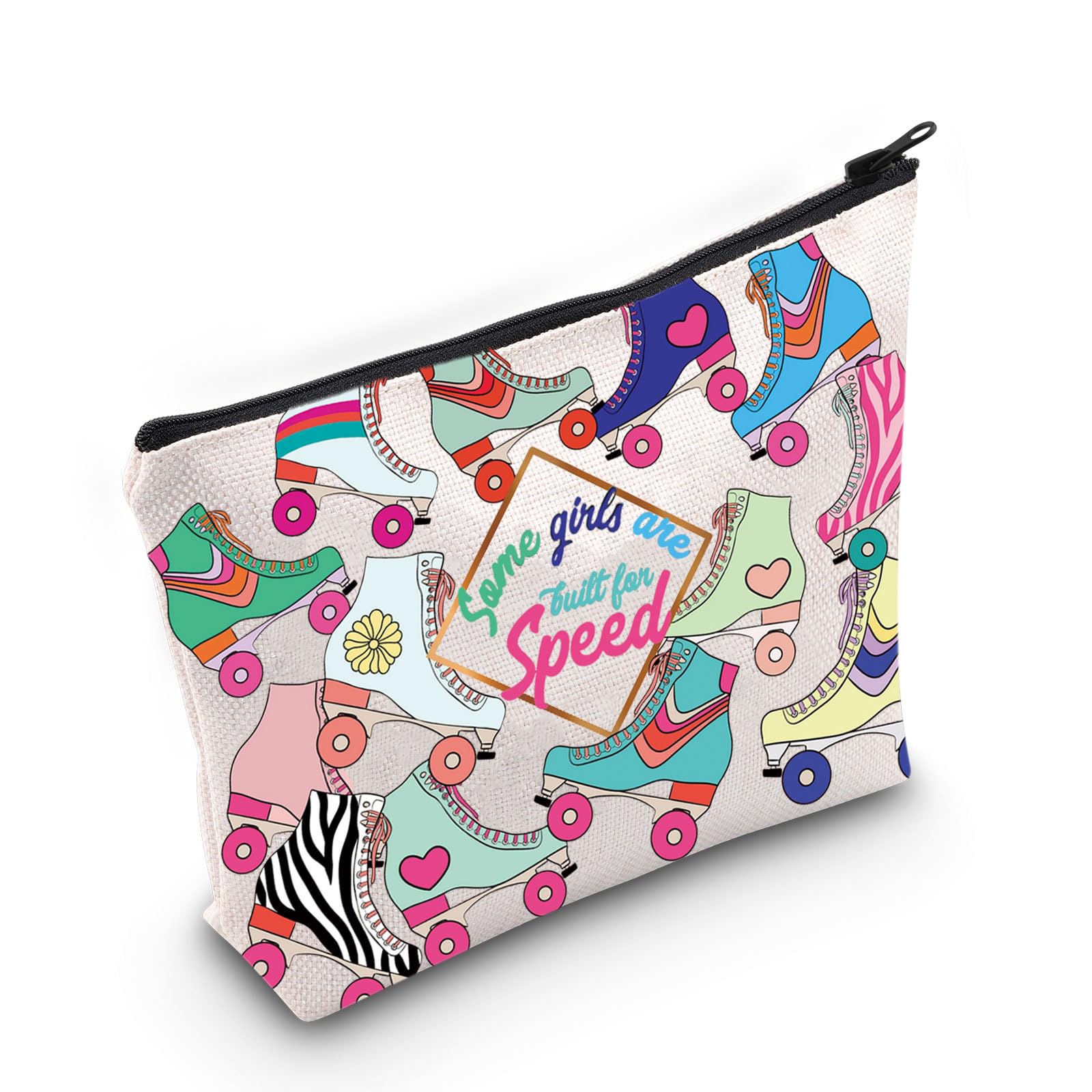 WZMPA Roller Skater Cosmetic Makeup Bag, Skating Lover Gifts, Some Girls Are Built for Speed Zipper Pouch, Sport Gift