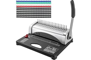FLK Tech Comb Binding Machine 21-Holes 450 Sheets Comb Paper Punch Binder with Starter Set 100 PCS 3/8'' Comb Binding Spines 