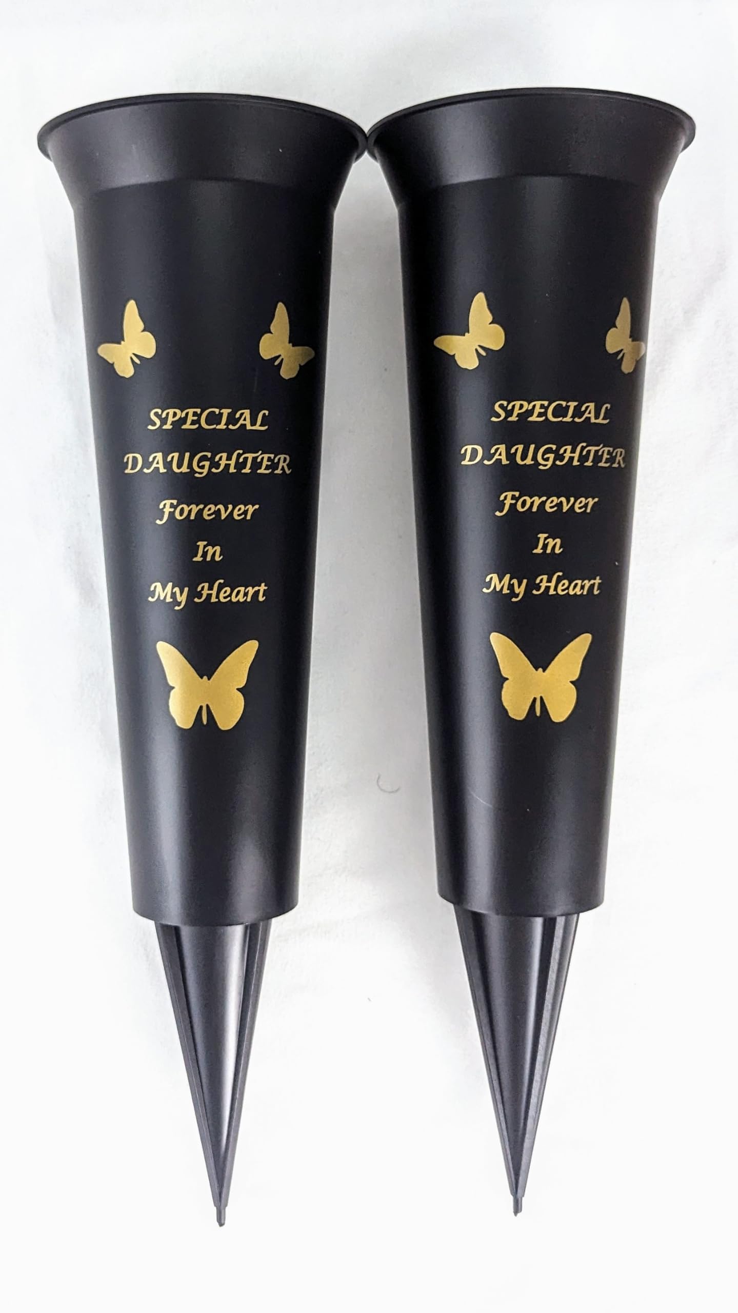 David Fischhoff Special Verse Graveside Memorial Grave Spiked Flower Vase (Daughter, 2 Pack), DF13659-Multi