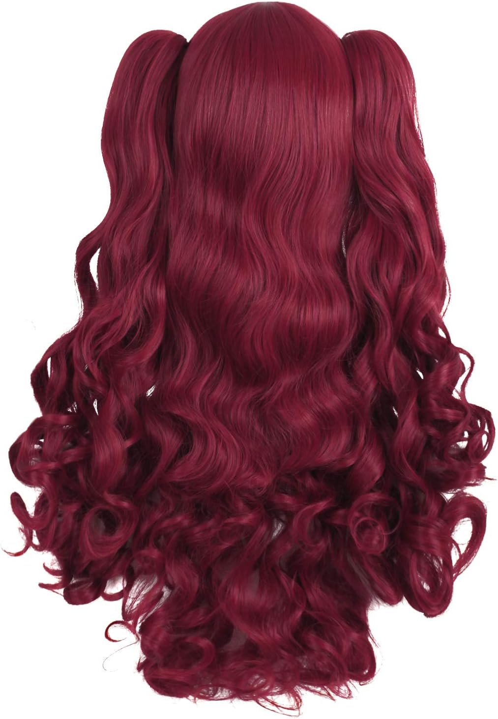 MapofBeauty 28 Inch/70cm Lolita Long Curly 2 Ponytails Clip on Cosplay Wig (Red), 28 inch (Pack of 1) - Image 5