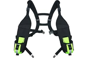 KUNN Universal Double Radio Shoulder Harness Holster with Reflective Pocket,Two Way Radio Holder for Motorola,Baofeng, no Chest Strap Walkie Talkie Holder for SAR,Police