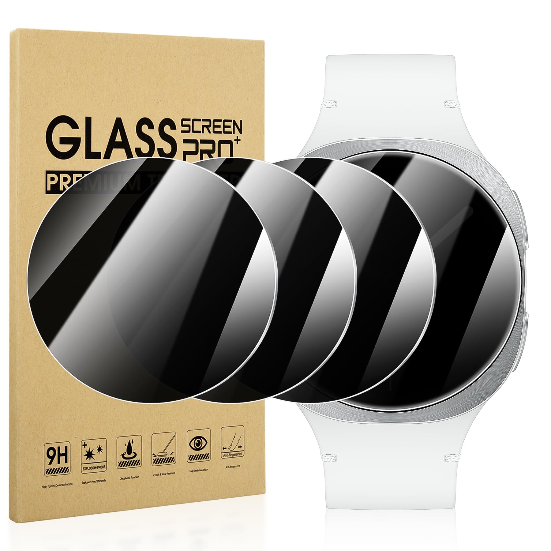 Suoman 4-Pack for Samsung Galaxy Watch 8 40mm Tempered Glass Privacy Screen Protector,[Anti peeping] 9H Hardness protective film