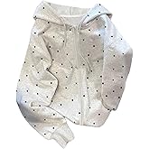 Verdusa Women's Polka Dots Hoodie Sweatshirts Zip Up Jacket Fall Outerwear with Pocket