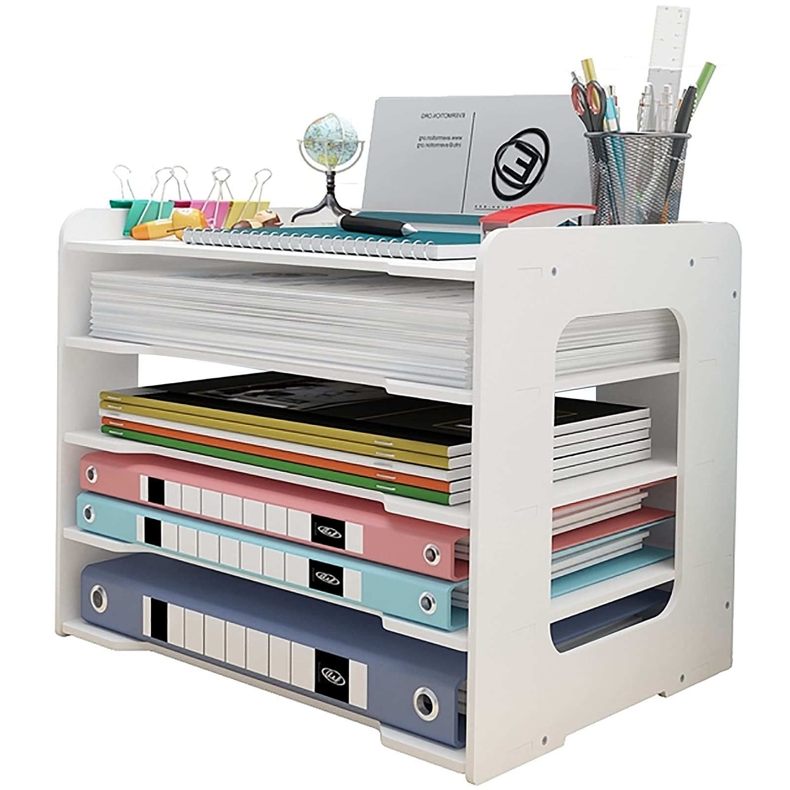 Letter Tray Organiser, Office Desk Tidy Storage Rack File Document Holder A4 Paper Filing Trays for Home Office School (5 Tier) — image 1