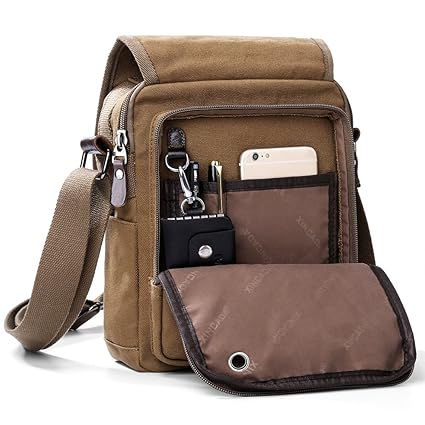 XINCADA Canvas Messenger Bag Shoulder Bag Cross Body Bag Work Business Travel Bags for Men