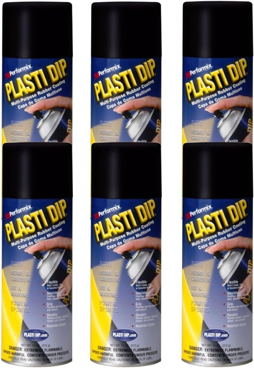 6 PACK PLASTI DIP Mulit-Purpose Rubber Coating Spray BLACK 11oz Aerosol