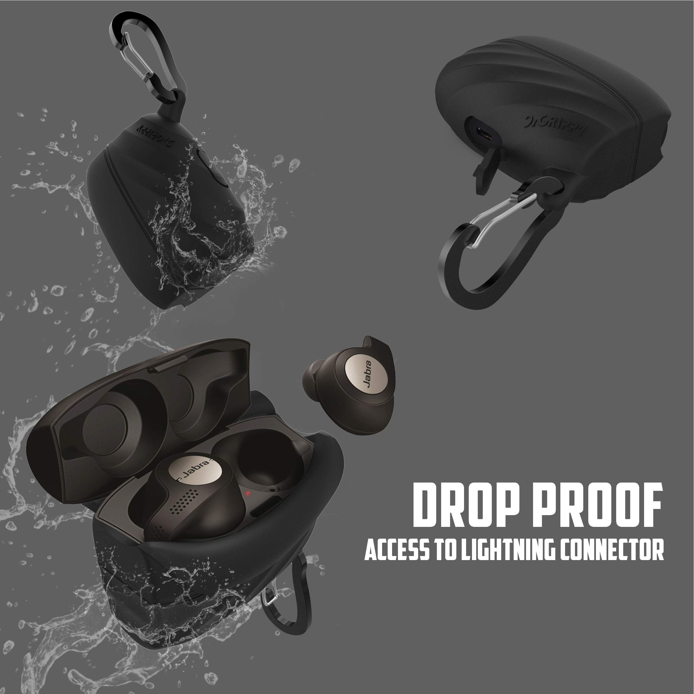 Silicone Shock Proof Protective Carrying Case for the Jabra Elite Active 65t | Elite Active 65t| Elite Sport True Wireless Earbuds| Jabra Elite 65t True Wireless Earphone/Headphone (Black)