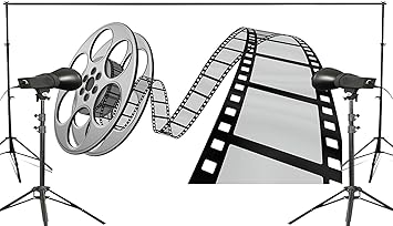 Amazon Co Jp Dlqx 古い映画カメラのクリップアート写真の背景映画リールの背景テーマの壁の写真の背景5x7ft スポーツ アウトドア