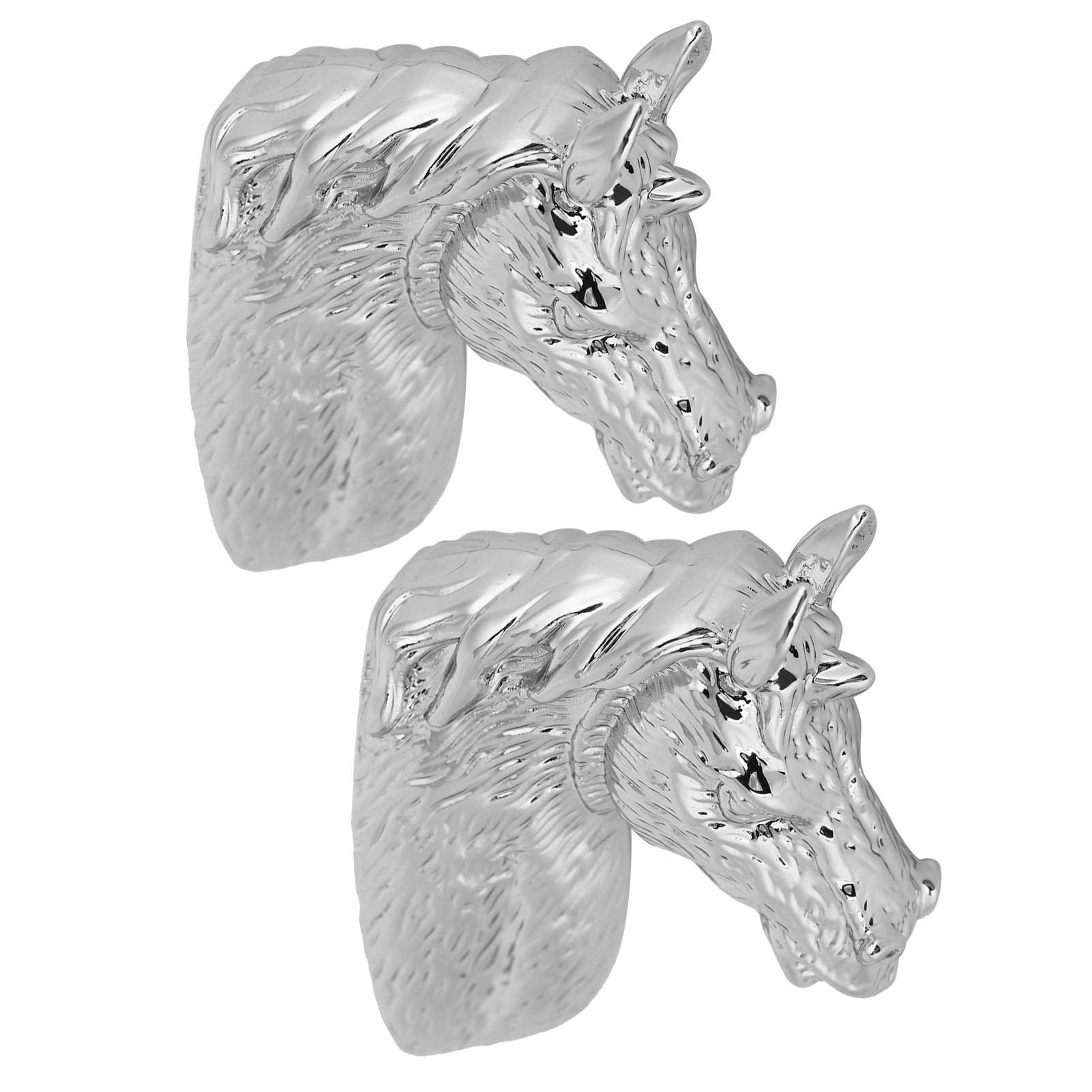 Fdit Horse Head Handle, 2 Sets Modern Stylish Cabinet Handles Horse Head Pull Kitchen Wardrobe Drawer Door Knob (1.6 x 2 x 0.6in)(2#)