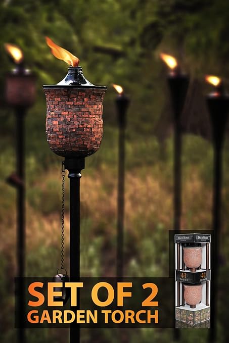 Deco Home(Set of 2) Mosaic Tulip Garden Torch/Tikki Torch/Marshal