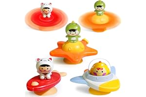 BEESTECH Suction Cup Spinner Toys for 1 2 3 Years Old Boys Girls, Bath Toys for Toddlers 1-3, Travel Toys for Kids Car Rides Flight Trip, Novelty Spinning Top for Baby Gifts