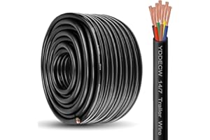 YDDECW 7 Way Trailer Wire - 14/7 Heavy Duty 100FT 100% Pure Copper 7 Wire Trailer Cable 14 Gauge 7 Conductor Wiring Extension Cable Insulated Cable for Rv Trailer and Automotiv