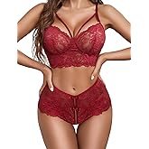 Avidlove Women Lingerie Sets Sexy Lace Bra and Panty Sets 2 Piece Lace Babydoll Outfits S-XXL