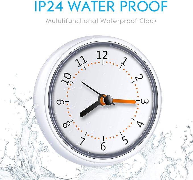LXSZRPH Mini Shower Clock Waterproof IP24 Wall Clock