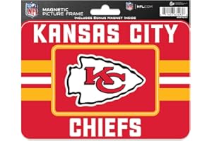 Rico Industries NFL Football Kansas City Chiefs Stripes Magnetic Picture Frame (5"x6.75") & Magnet Combo Set - Home Décor - R