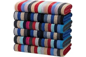 BEN KAUFMAN SALES CO Kaufman Colored Classic Multi-Color Stripe Beach Towel - Oversized Beach Towels for Beach & Pool - Soft & Absorbent for Versatile Use - Large Cotton Towel for Adults & Kids 30" x 60" - 6 Pack
