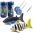 Tipmant Mini RC Fish Shark Toys Remote Control Boat Ship Electric Electronic Pet Animal Swim Water Pool Tub Bathtub Kids Gifts - 2 Pack