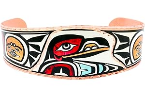 FRONT LINE JEWELRY Northern Lights Alaskan Native American Totem Bracelets – Haida-Inspired West Coast Jewelry Featuring Raven, Butterfly, Hummingbird, Bear, Sun, Whale, Moose, Elk, Eagle, Wolf Designs